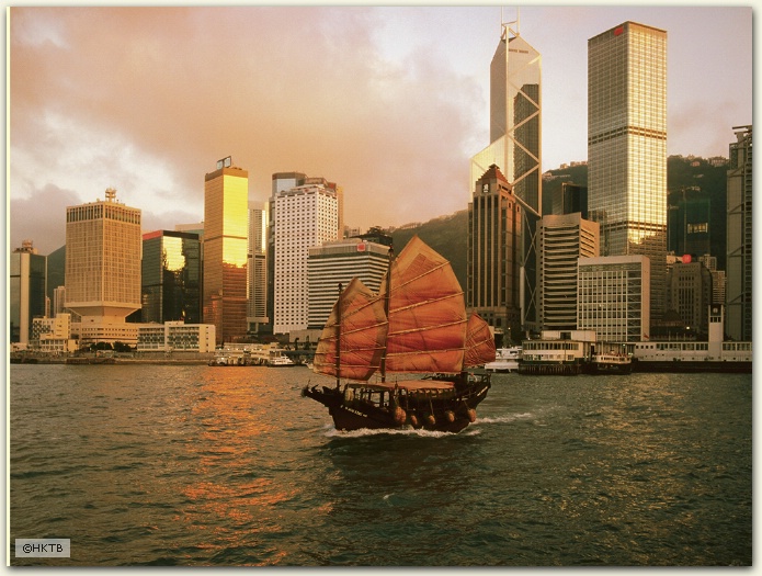 Hong Kong Harbor with Junk, Hong Kong