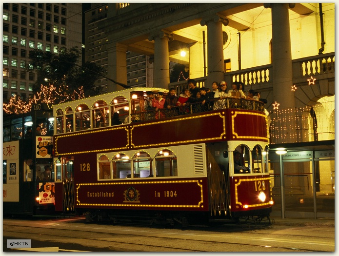 Tram at Christmas, Central, Hong Kong